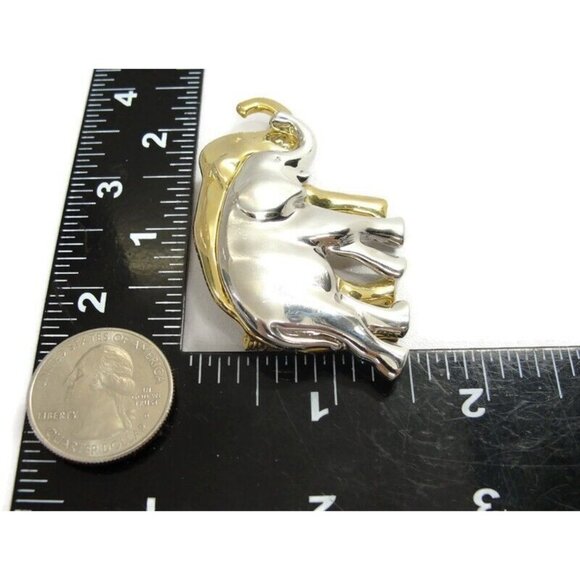 Lauren Conrad Silver And Gold Elephants Brooch Pin Marked LC - Picture 5 of 10